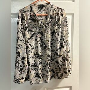 ANA Women's Black White & Pink Splashed Blouse
